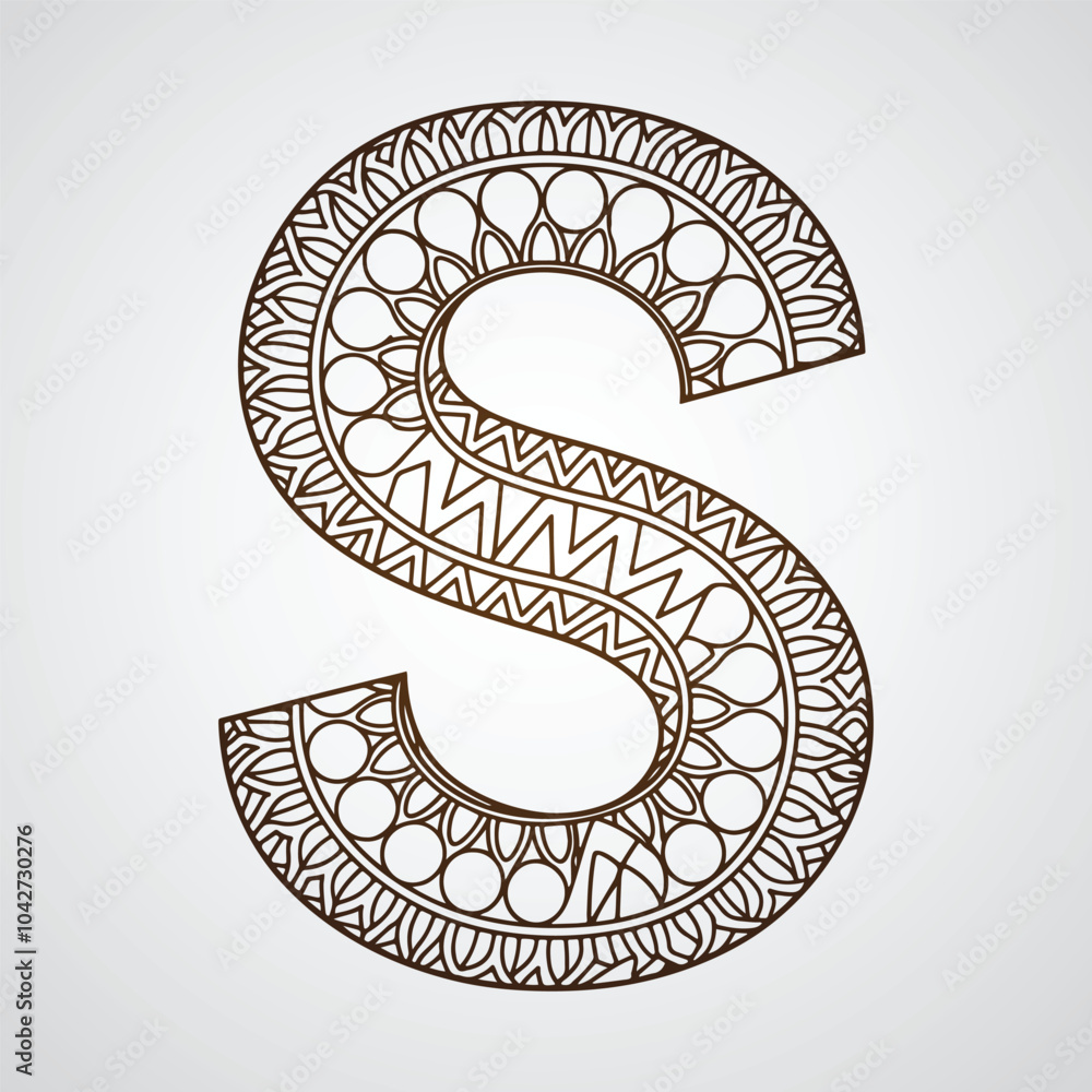 Naklejka premium Artistic Mandala Letter S with Fine Details
