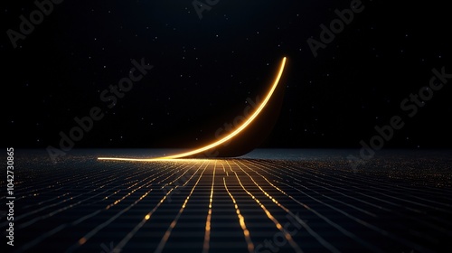 Glowing Abstract Lines Rising in Dark Space