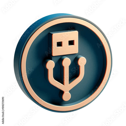 3d USB icon in circle
