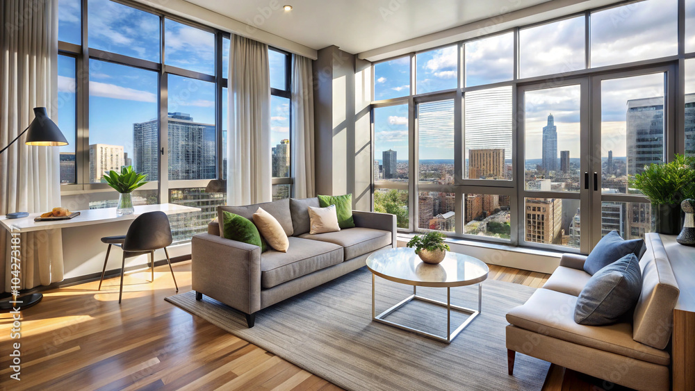 Fototapeta premium modern living room with fireplace