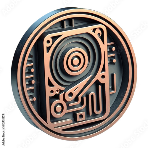 3d Hard Drive Icon in circle