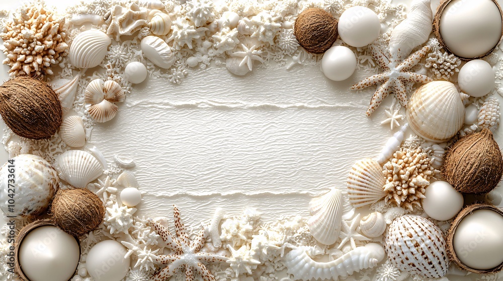 Obraz premium Elegant Coastal Shell and Coral Decorative Frame
