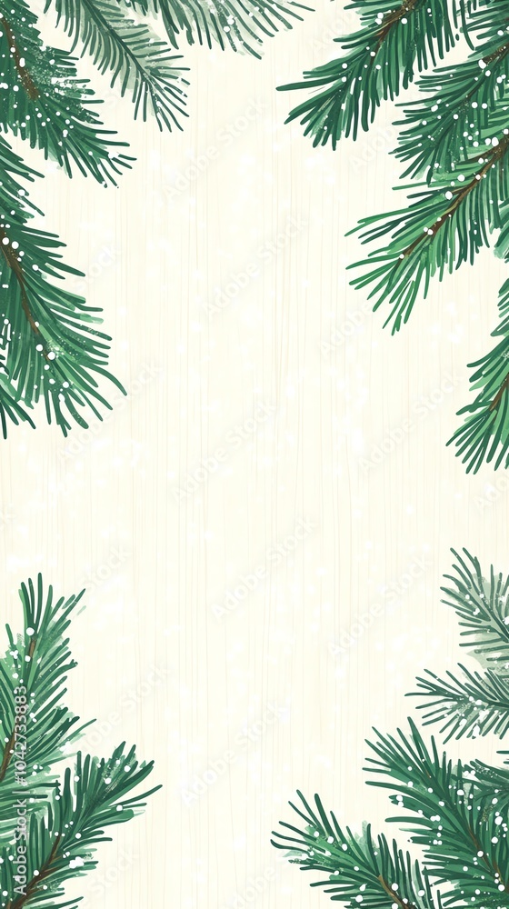 Pine branches framing a white background for festive designs. Pine branches framing a white background for festive designs.
