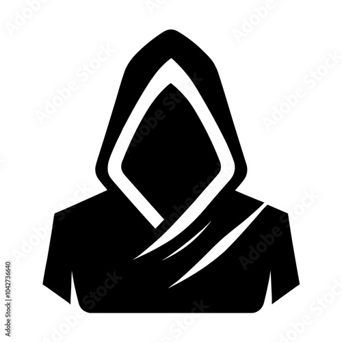 Unveiling the Assassin: A Striking Black Icon Vector Design Showcasing the Silhouette of a Stealthy Character in Graphic Art  