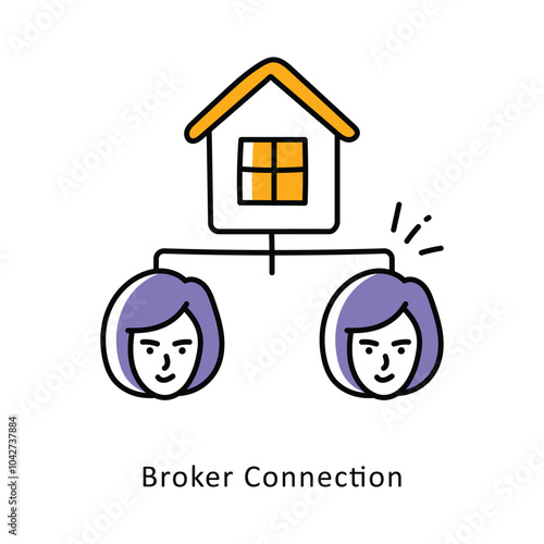 Broker Coneection Filled Outline isometric stock illustration. EPS File stock illustration photo