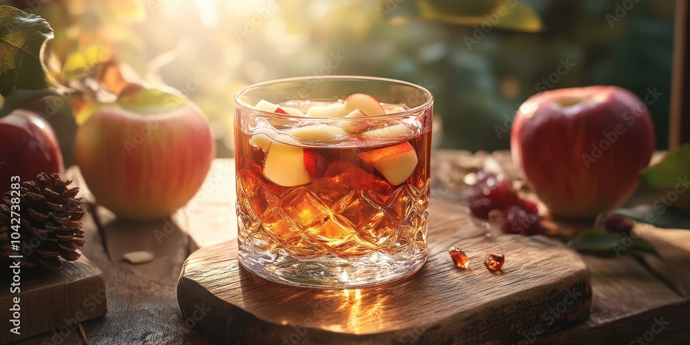 a glass of apple cid on a wooden table a glass of apple cid on a wooden table