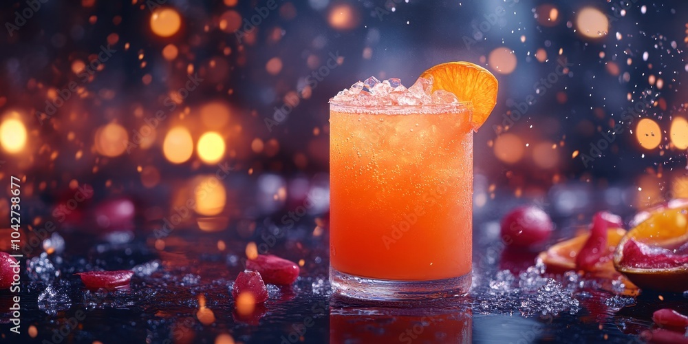 a glass of orange drink with a slice of orange a glass of orange drink with a slice of orange