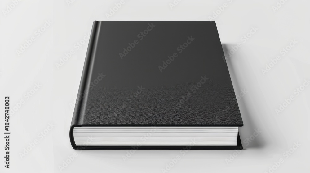 Blank black book on a white background for customizable design or mockup Blank black book on a white background for customizable design or mockup