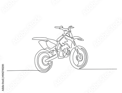 Continuous one line drawing of supercross motocross. motobike extreme sport single line art vector illustration. Editable vector.