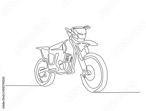 Continuous one line drawing of supercross motocross. motobike extreme sport single line art vector illustration. Editable vector.