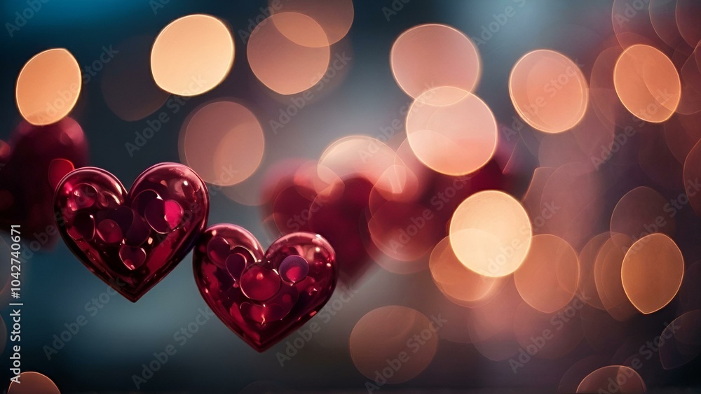 A multitude of hearts is depicted against a blurred backdrop, enhancing a sense of affection and tenderness. A multitude of hearts is depicted against a blurred backdrop, enhancing a sense of affection and tenderness.
