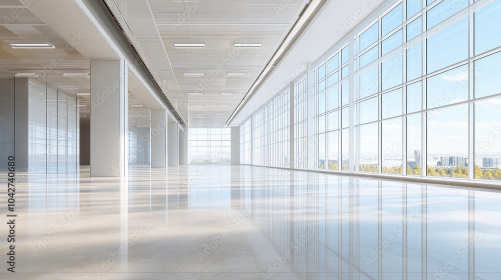Fototapeta premium Bright Modern Office Space with Large Windows