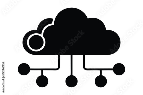 computer network cloud icon vector silhouette