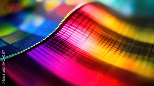 An extreme close-up of a flexible organic light-emitting diode (OLED) display pixel, showing vibrant colors and bendable screen technology, Display technology style photo