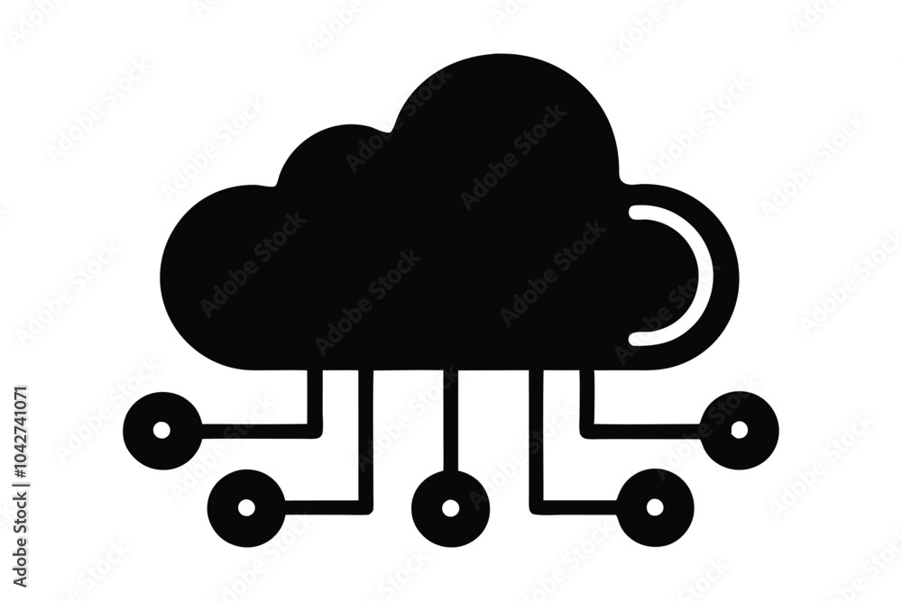 computer network cloud icon vector silhouette computer network cloud icon vector silhouette