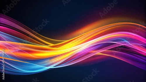 Abstract background featuring flowing ribbons of color blending from pink, orange, yellow to blue