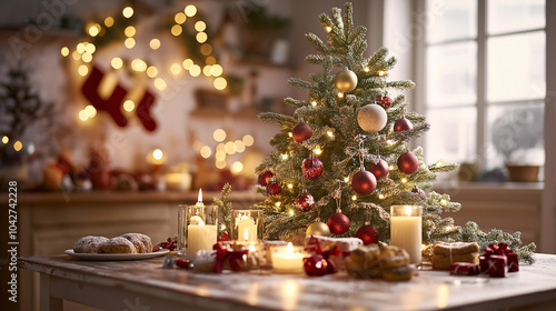 Wallpaper Mural Cozy Christmas Scene with a Beautifully Decorated Tree, Twinkling Lights, and Surrounding Holiday Treats, Capturing the Warmth and Festive Spirit of the Season. Torontodigital.ca