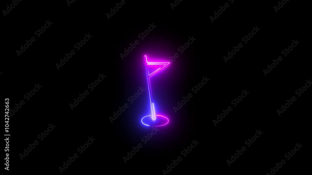 Neon glowing Abstract free flag icon looping animation on black background, pink blue color free flag icon concept Neon glowing Abstract free flag icon looping animation on black background, pink blue color free flag icon concept