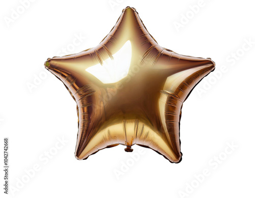Multicolored and shiny star-shaped party balloon. With white background