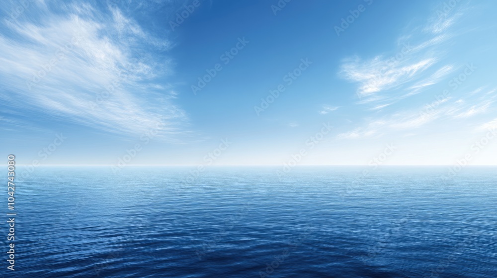 Obraz premium Tranquil Blue Ocean Under Cloudy Sky