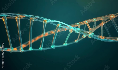 Zoom shot with DNA binding site visualization: The camera starts with a view of a DNA strand with bound proteins. The camera zooms in to show the specific binding sites and interactions between the DN