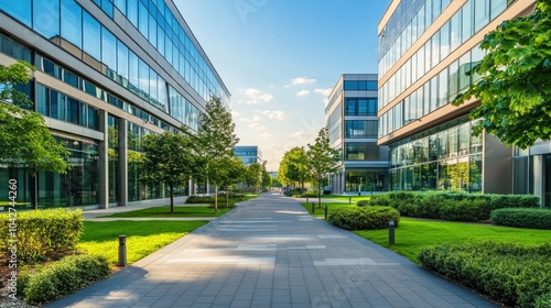 Modern Office Complex with Lush Green Landscape