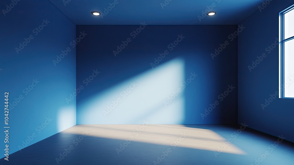 Bright Sunlight in a Blue Room with Shadows Bright Sunlight in a Blue Room with Shadows