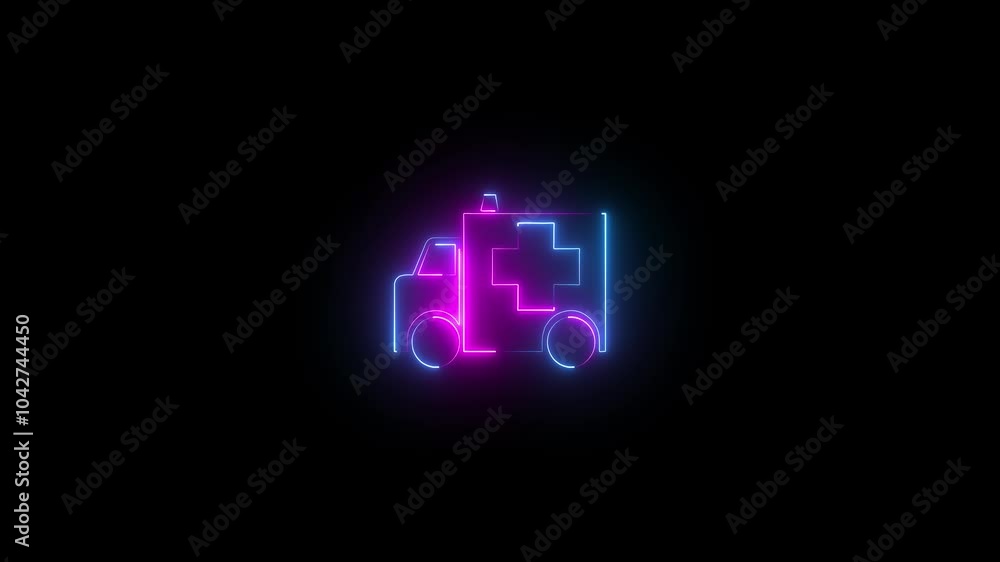Abstract ambulance icon glowing neon looping animation
Abstract ambulance icon glowing neon looping animation