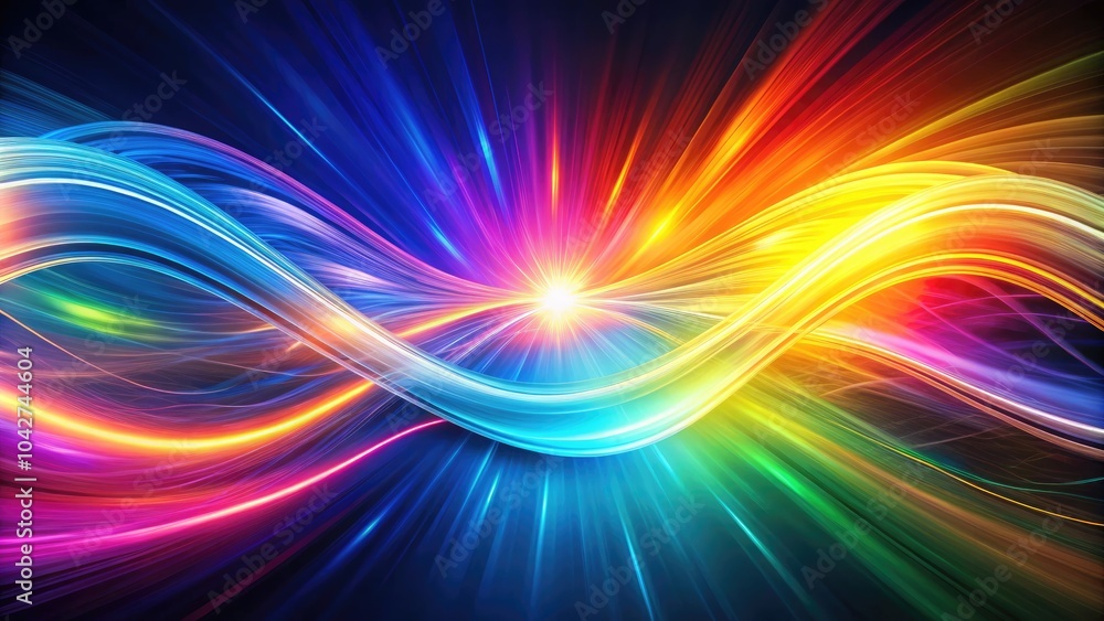 Obraz premium Abstract Multicolor Light Spectrum in Long Exposure - Vibrant Colors, Ethereal Glow, Dynamic Energy, Colorful Waves, Light Trails, Fluid Motion