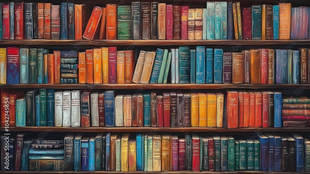 library book shelves packed with colorful books library book shelves packed with colorful books