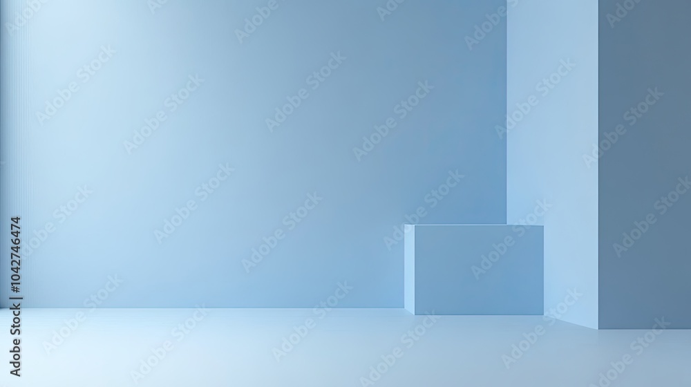 Obraz premium Minimalist Blue Interior with Simple Geometry