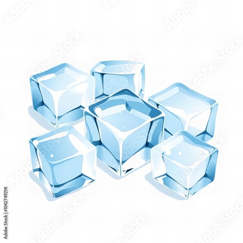 there are six ice cubes sitting on a white surface.