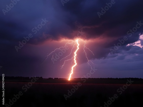 Dramatic Storm with Striking Lightning Illuminating the Night Sky