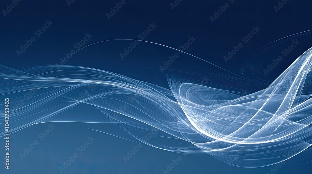 Elegant Blue Waves with Soft Light Effects Elegant Blue Waves with Soft Light Effects