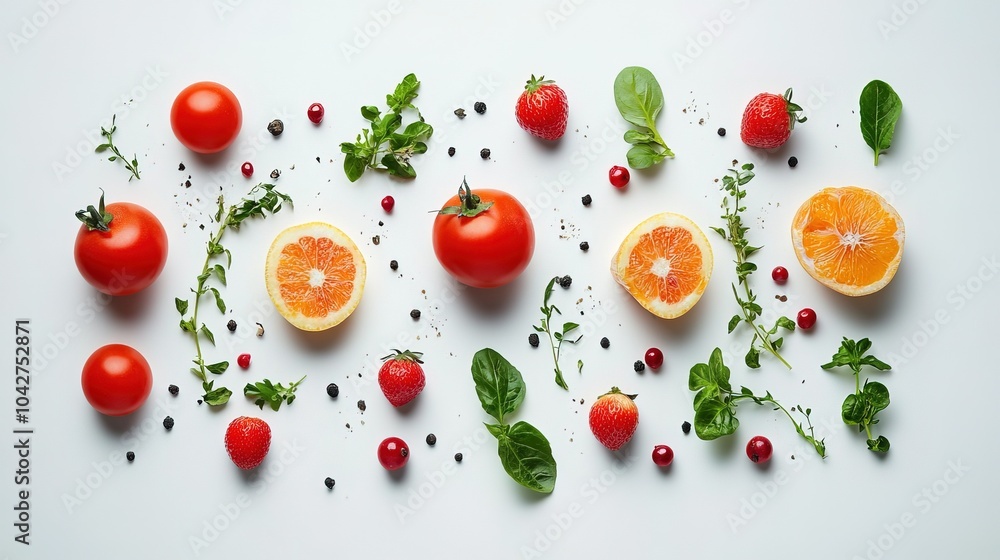 Healthy food with white background top view Healthy food with white background top view