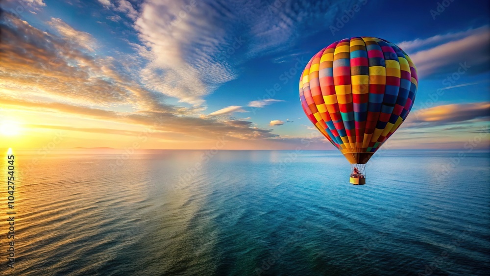 Obraz premium Hot air balloon flying over ocean