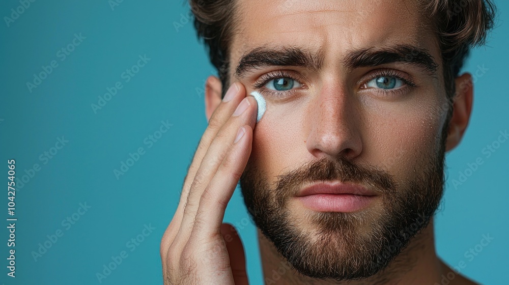 A man is applying makeup to his face A man is applying makeup to his face