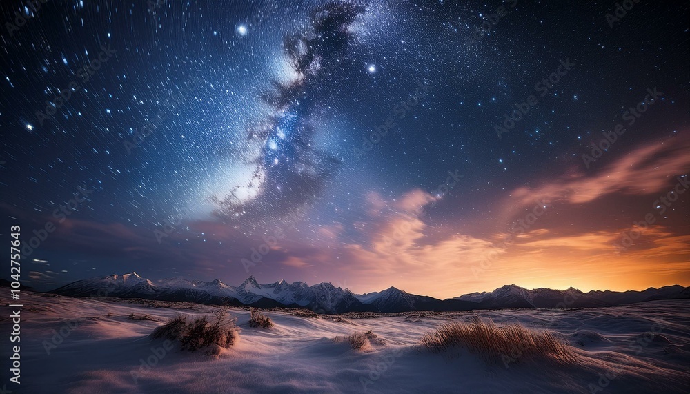 Milky Way in the sky and mountains Milky Way in the sky and mountains