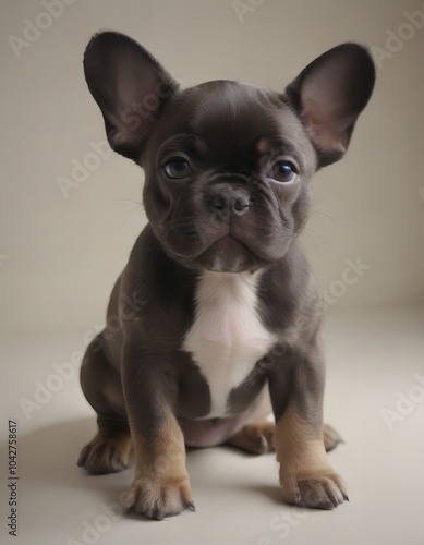  puppy sitting on a white surface looking at the camera.