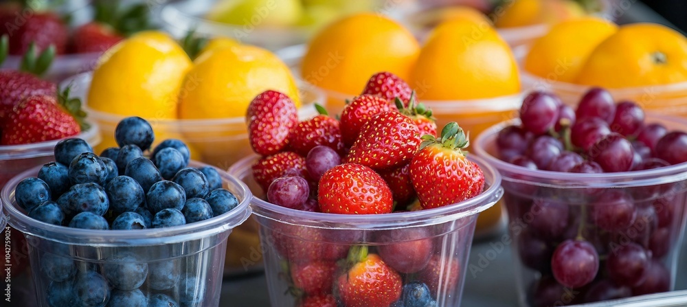 Fresh Fruit in Plastic Containers Fresh Fruit in Plastic Containers