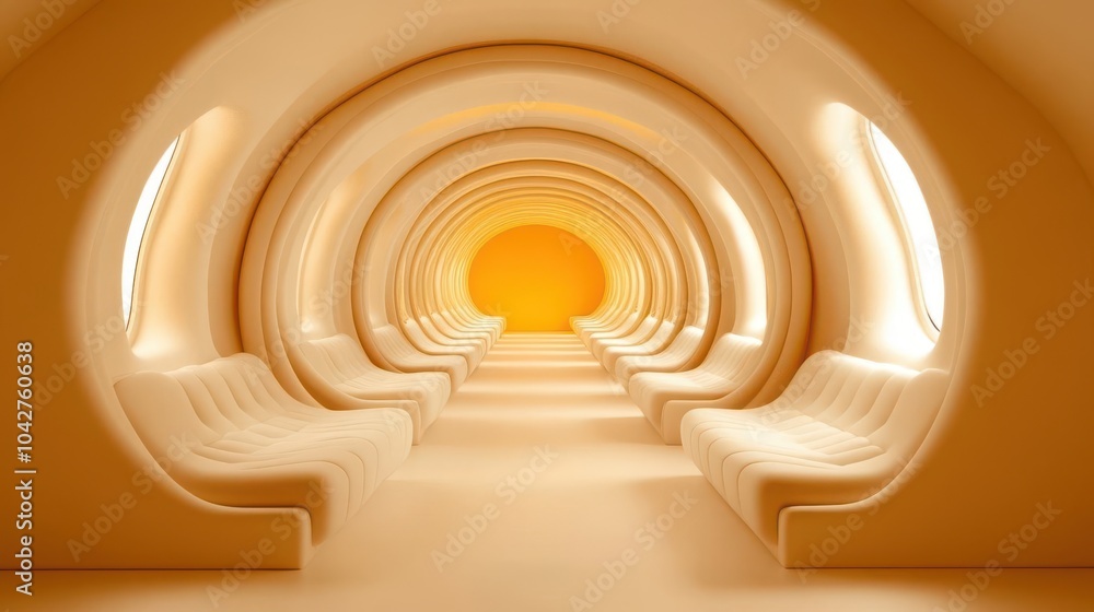 Fototapeta premium A wide-angle view of a hyperloop station with sleek, modern architecture