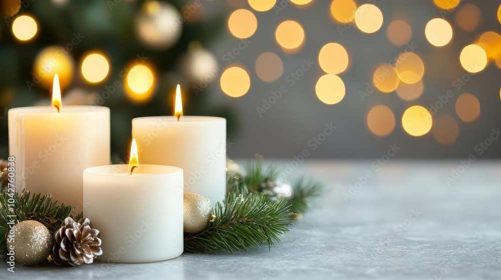 Hanukkah and Christmas candles side by side on a decorated table, warm festive lights creating a peaceful holiday fusion Hanukkah and Christmas candles side by side on a decorated table, warm festive lights creating a peaceful holiday fusion