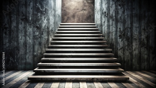 Dark grunge staircase with striped bottom