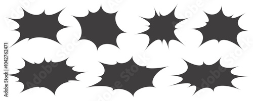 Comic and manga speech bubbles. Pop art frame for text. Vector box for dialog and messages. Chat shapes set of shock shout and scream actions.