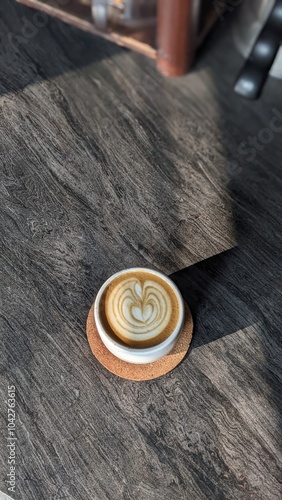 close up of alatte coffee photo