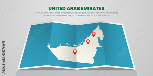 uae map travel with pin tag location design Illustration