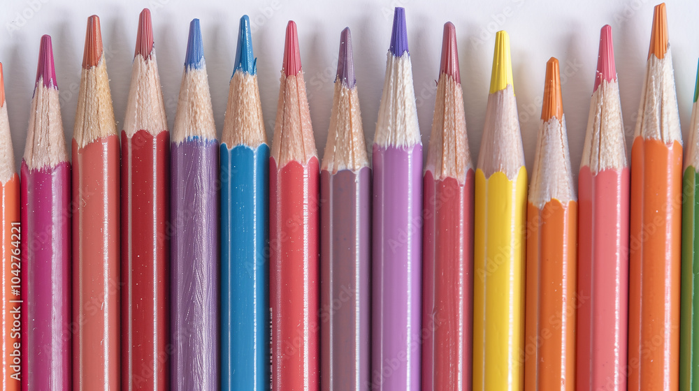 Fototapeta premium Close-up of Colorful Pencils on White Paper