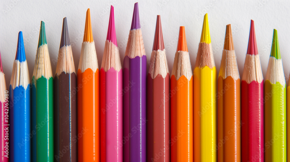 Close-up of Colorful Pencils on White Paper Close-up of Colorful Pencils on White Paper