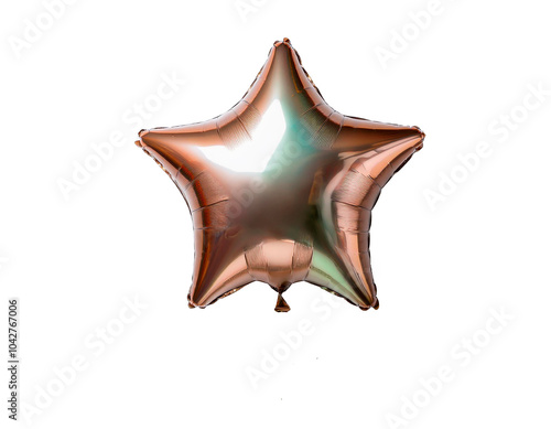 Multicolored and shiny star-shaped party balloon. With white background