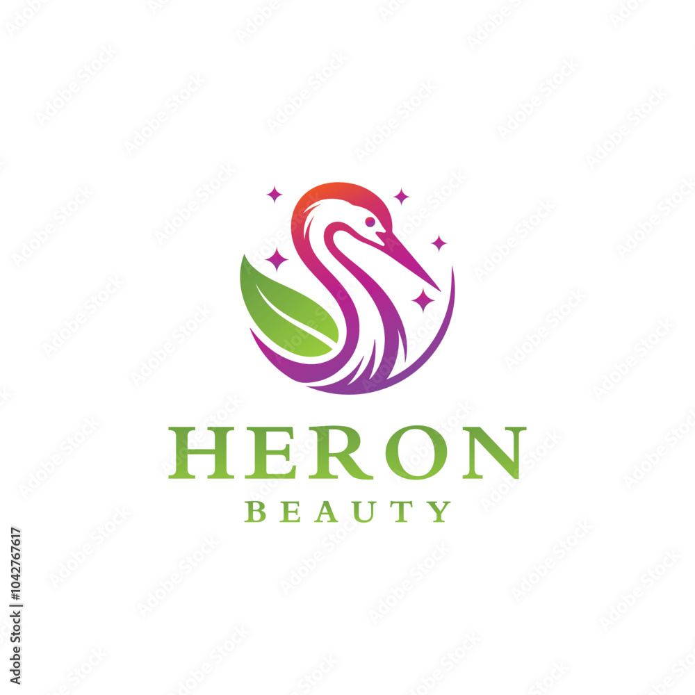Animal Heron, duck leaf nature simple logo Animal Heron, duck leaf nature simple logo
